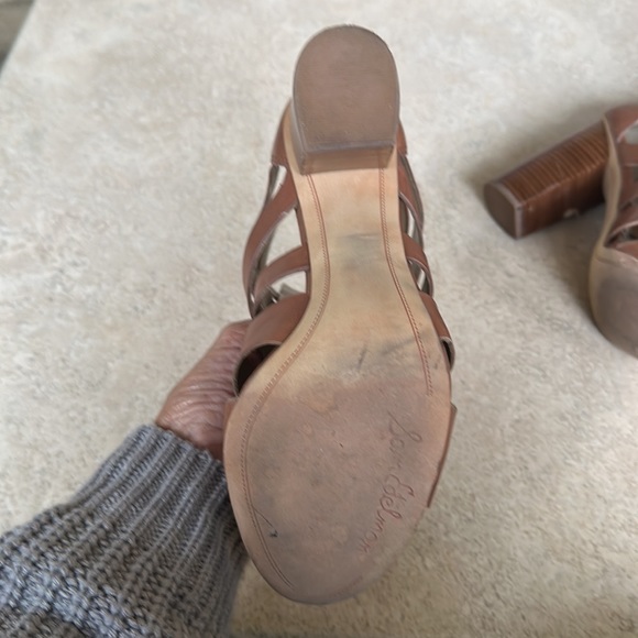 Sam Edelman strappy chestnut leather gladiator heeled sandal 9 1/2 Yazmine - Picture 6 of 8